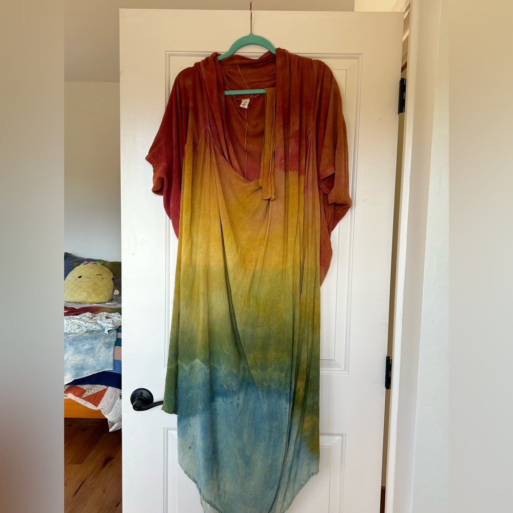 Maria Cauldron botanically dyed rainbow spectrum diamond dress